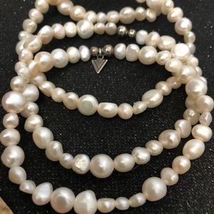 Silpada pearl and sterling silver bracelet set.